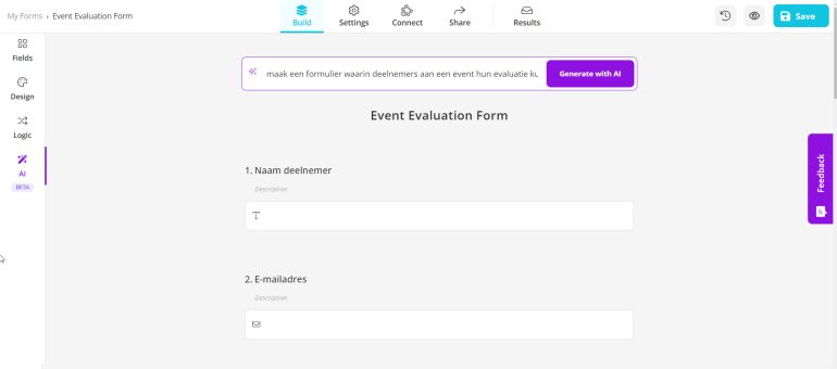 screenshot van forms.app