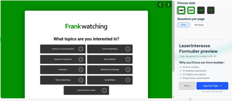 involve.me screenshot integratie van huisstijl
