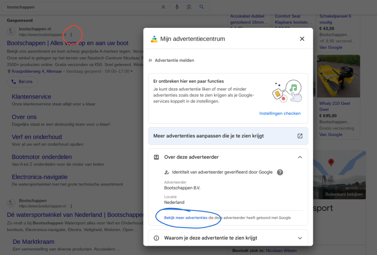 Screenshot mijn advertentiecentrum