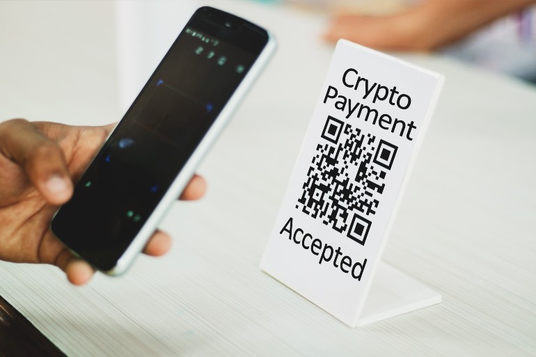Crypto betaling doen met telefoon.