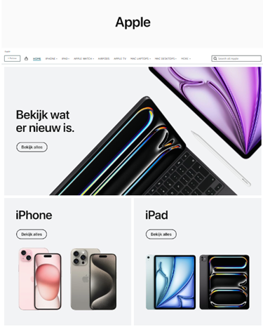Screenshot online webshop van Apple
