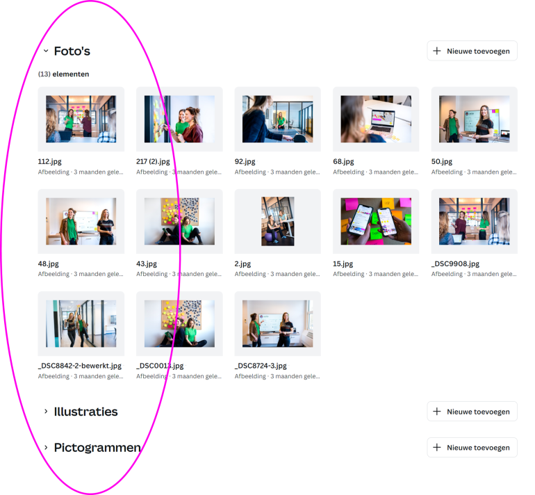 Screenshot eigen beeldbank vullen
