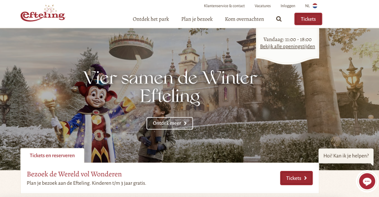 Screenshot Efteling website