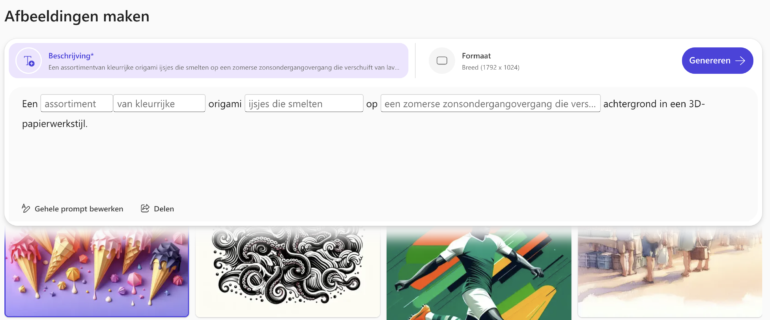 Microsoft Designer afbeelding genereren met AI