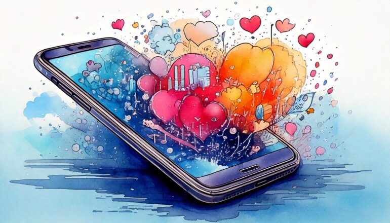 smartphone met hartjes bron: Adobe Firefly