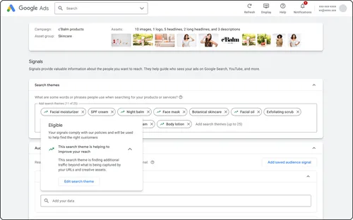 Google Ads zoekthema's
