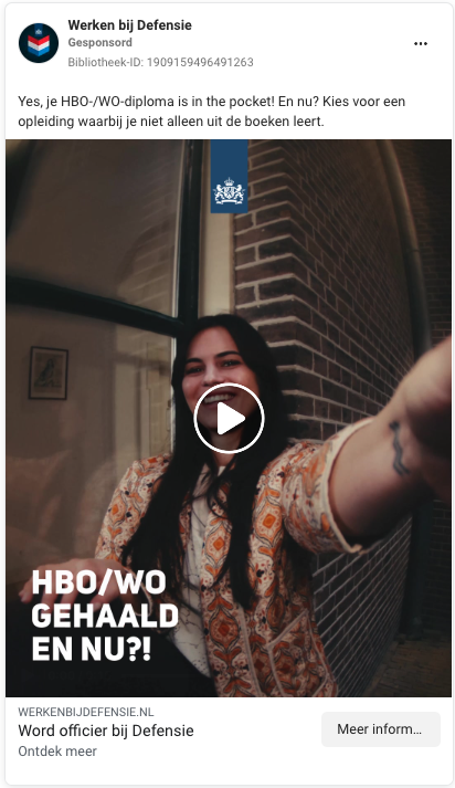 Advertentie van WerkenbijDefensie