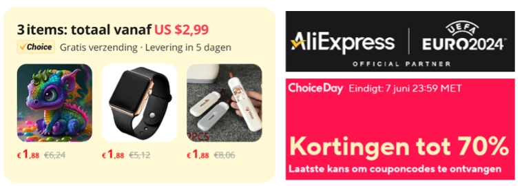 Voorbeelden kortingen AliExpress
