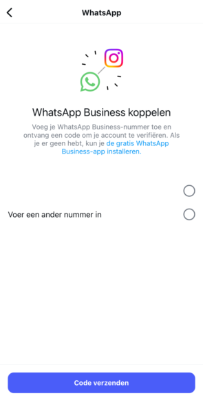 WhatsApp business koppelen aan Instagram story sticker