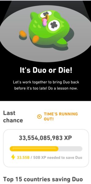 Campagne van Duolingo om dode mascotte weer tot leven te wekken