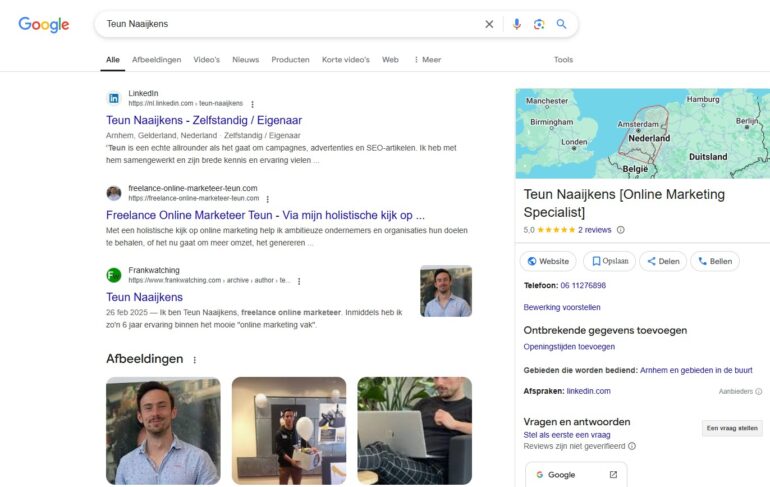 Google Brand SERP Teun Naaijkens