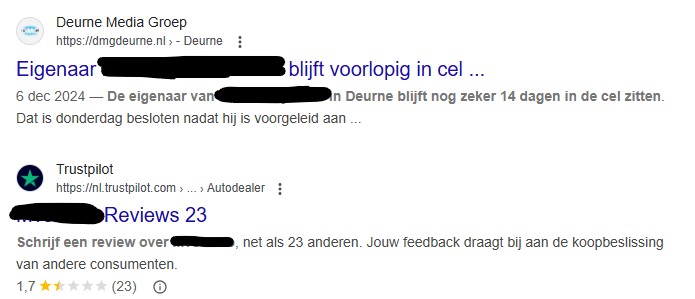 Negatieve brand SERP