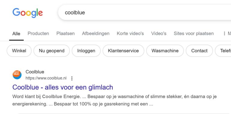 Titel Brand SERP voorbeeld Coolblue