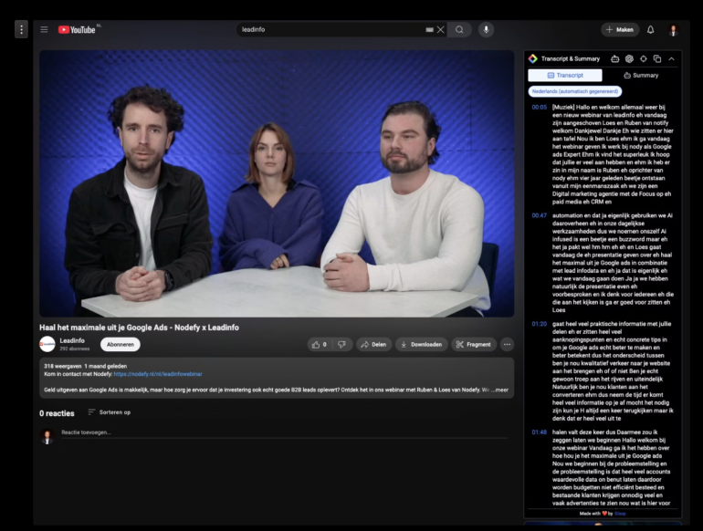 Transcripties van webinars of podcasts