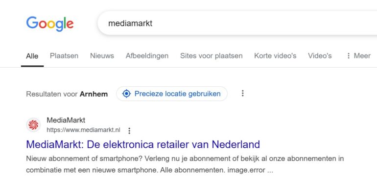 mediamarkt brand SERP