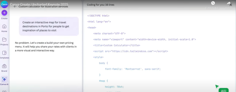 Screenshot Canva Keynote code