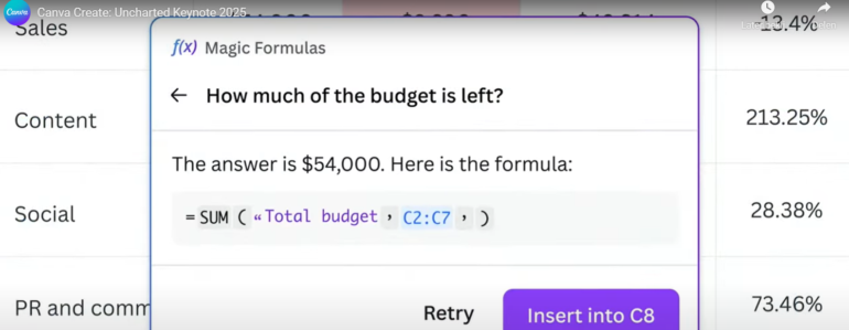 Screenshot Canva Keynote formules