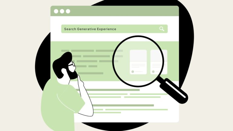 Illustratie van search generative experience of ai overview in zoekmachine