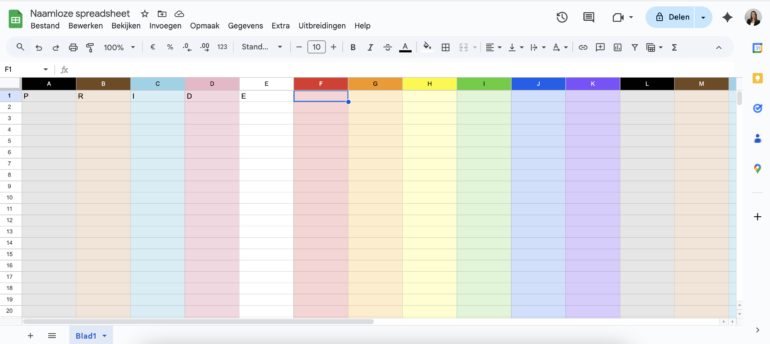 pride effect in google sheets