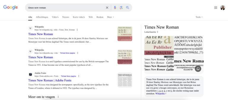 easter egg fonts in Google, times new roman