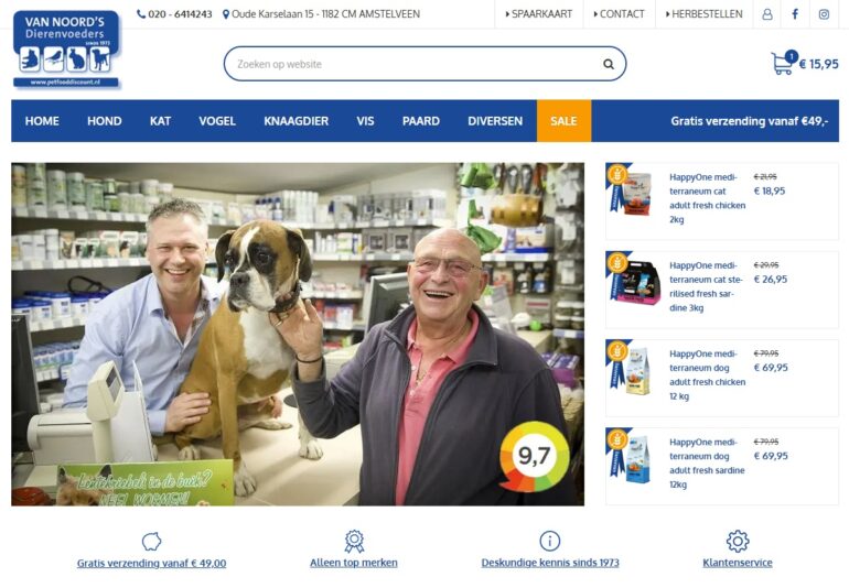 Homepage webshop petfooddiscount.nl