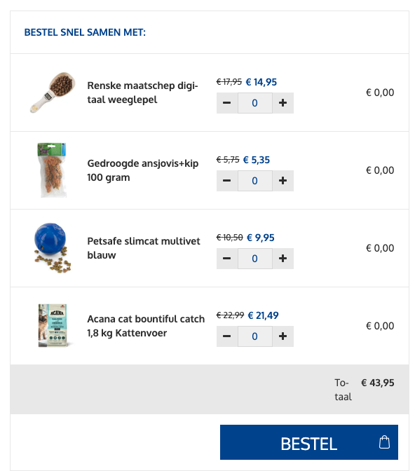 Voorbeeld productaanbevelingen webshop