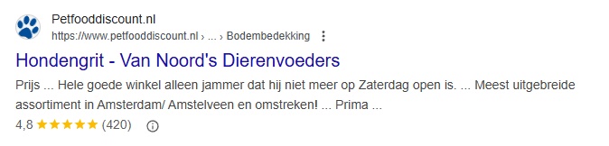 Voorbeeld title tag van webshop met een woord