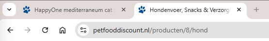 Voorbeeld van een favicon in het tabblad van een webshop