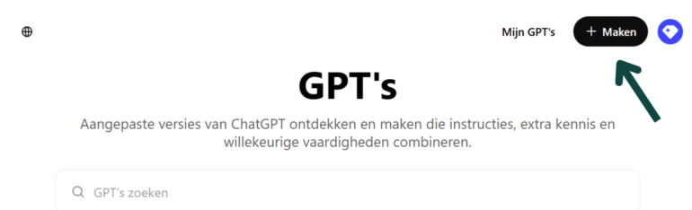 Ga in ChatGPT naar de bovenkant van je scherm en klik op het tabje ‘Explore GPTs'