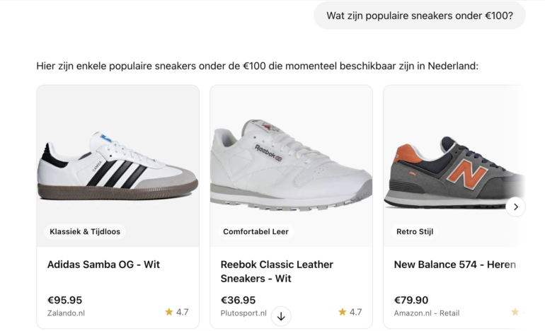 ChatGPT shoppingresultaten
