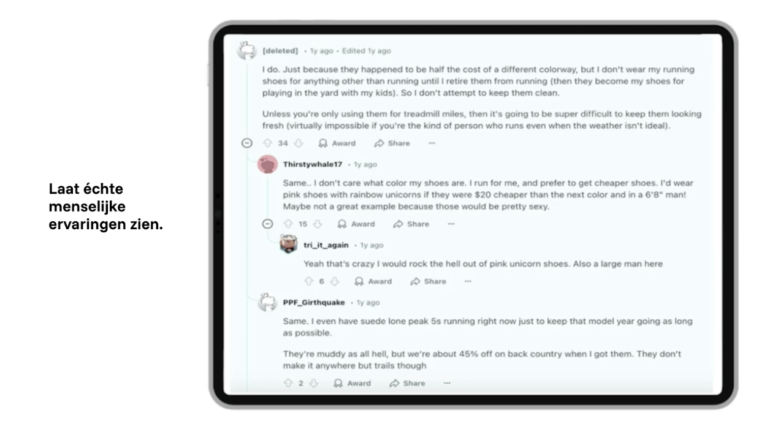 échte menselijke ervaringen voor user generated content