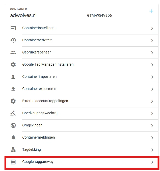 Screenshot Google Tag Gateway