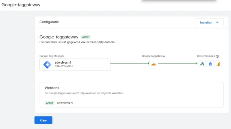 Screenshot Google Tag Manager aan Cloudflare koppelen