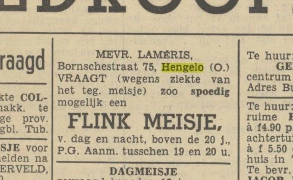 Oproep in krant