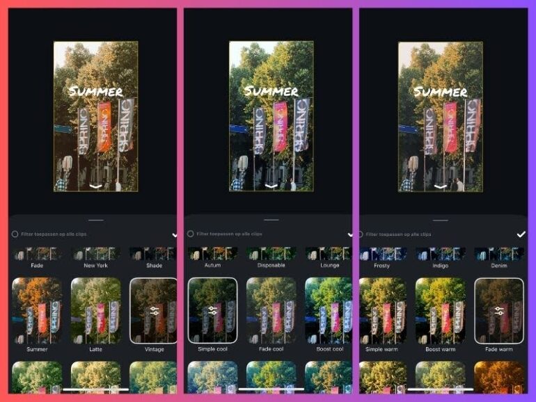 filters in Instagram Edits