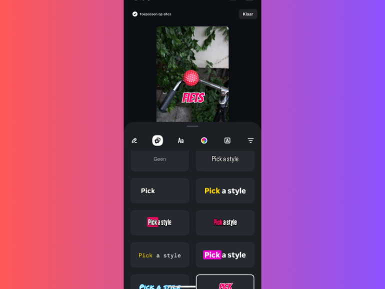 tekst bewerken in instagram edits