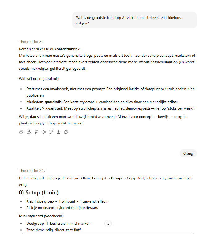 ChatGPT-5 thinking resultaat antwoord op vraag