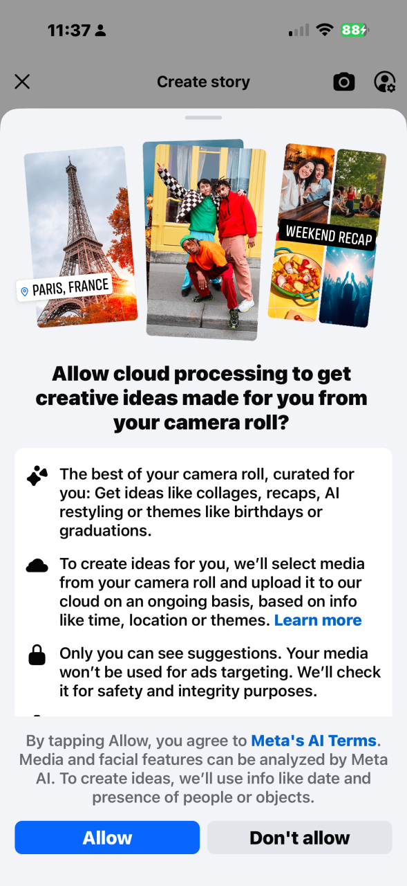 Allow cloud processing to get creative ideas for you from your camera roll?