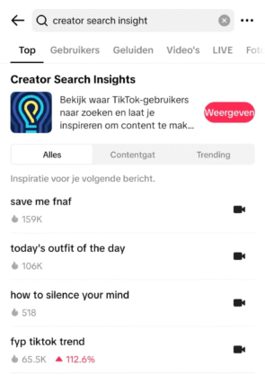 Creator Search Insights TikTok dashboard
