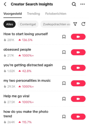 Creator Search Insights TikTok dashboard