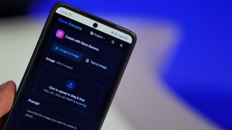 Een telefoon met gemini Nano Banana