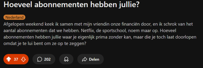 Een post op Reddit van Jasper Boot waar vele reacties op kwamen.