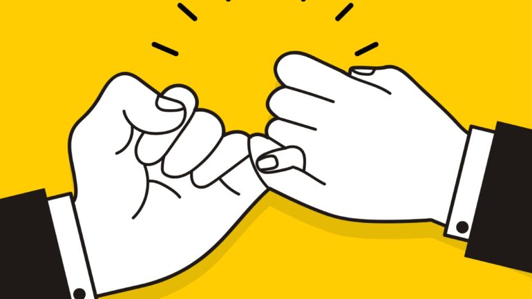 Pinky promiss ter illustratie van trust leadership content nastreven