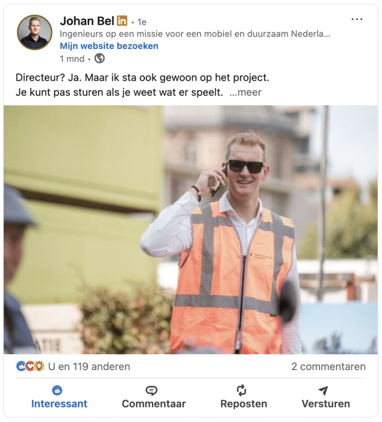 LinkedIn-post Johan Bel