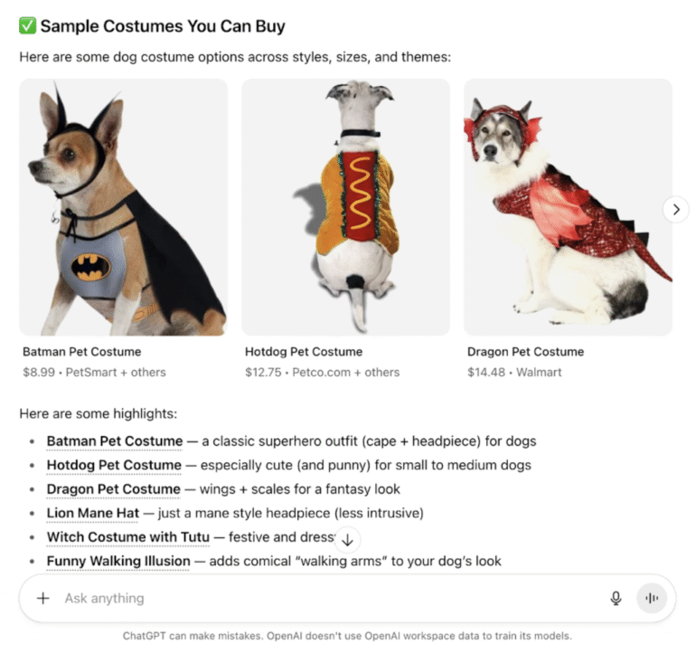 Shopping with ChatGPT search