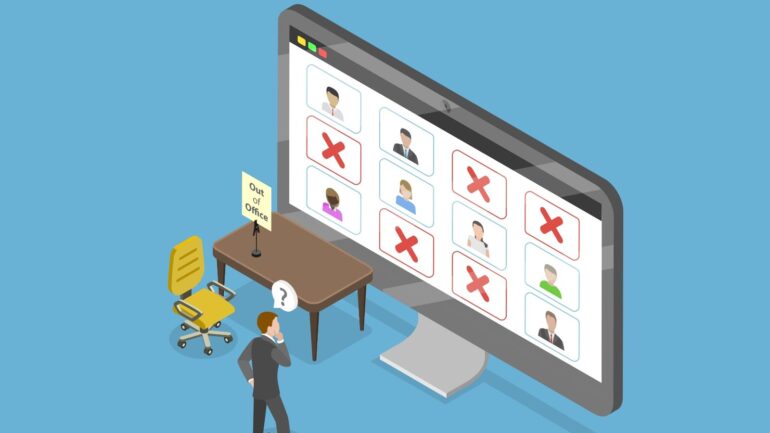 Werknemers die afwezig zijn tijdens de meeting