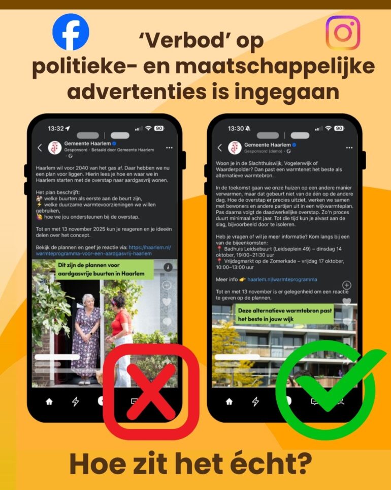 'Verbod' op politieke- en maatschappelijke advertenties