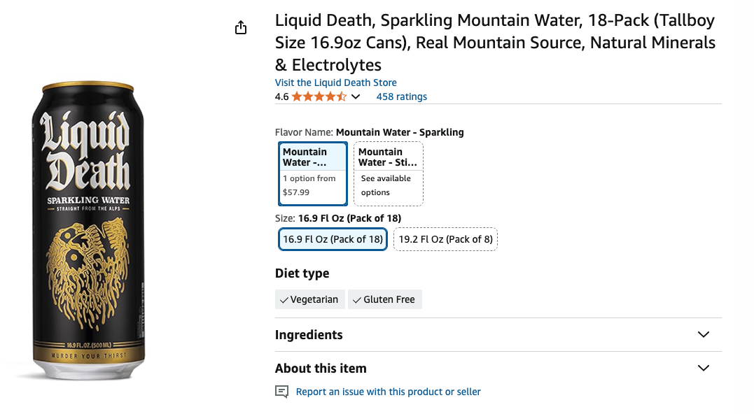 Liquid Death screenshot Amazon