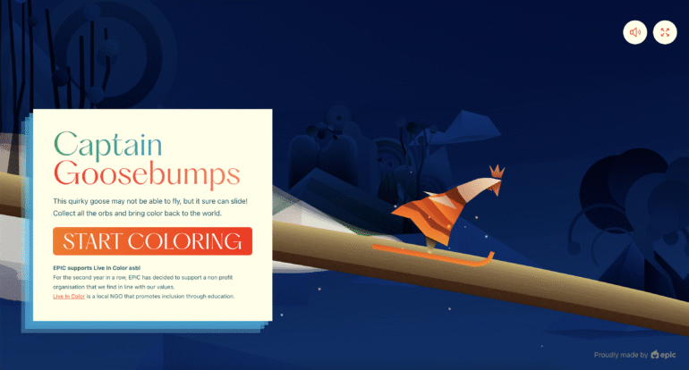 Website van Captain Goosebumps die verandert in virtuele wereld