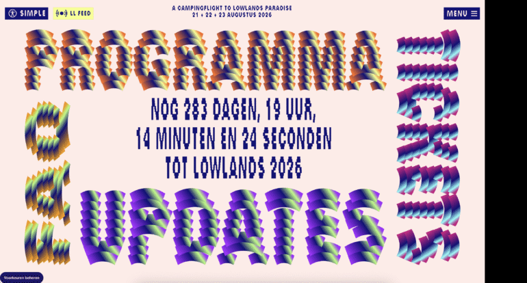 Lowlands gebruikt stijlen uit de jaren ’80, ’90 en vroege 2000’s, in combinatie met designtechnieken en interactievormen van nu